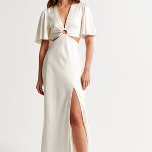 Abercrombie White Angel Sleeve O-Ring Cutout Maxi Dress